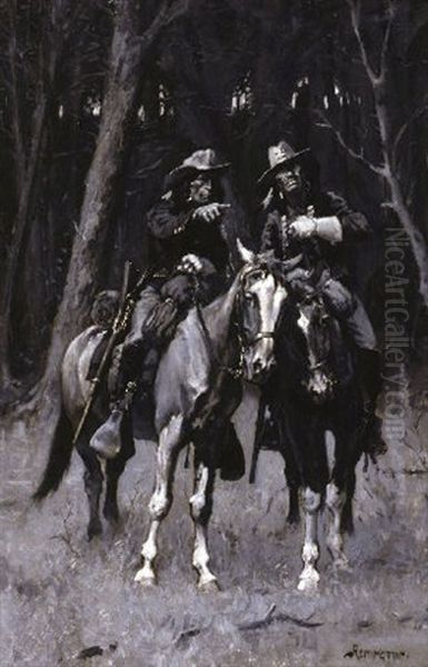 Cheyenne Scouts Patrolling The Big Timber Of The North Canadian, Oklahoma Oil Painting by Frederic Remington