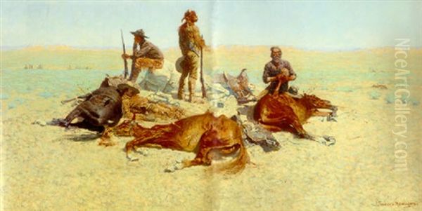 The Last Lull In The Fight (the Last Stand) Oil Painting by Frederic Remington