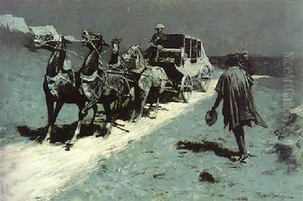 The Hold-up Oil Painting by Frederic Remington