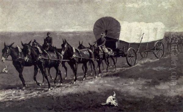 Conestoga Wagon (prairie Schooner) Oil Painting by Frederic Remington