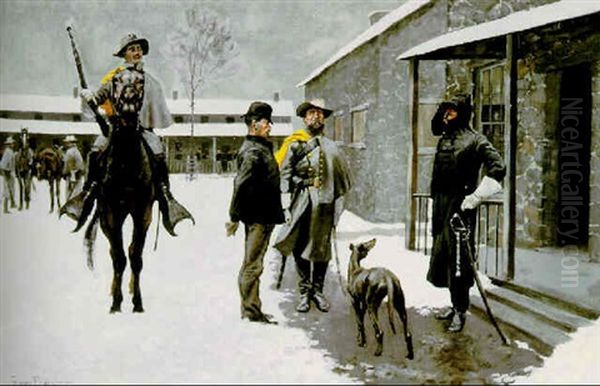 Bringing In A Deserter (the Deserter Caught) Oil Painting by Frederic Remington