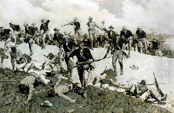 Soldier's Charge Oil Painting by Frederic Remington