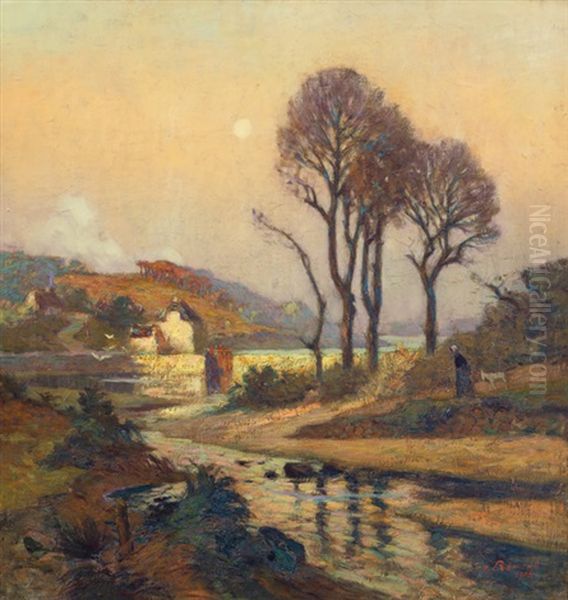 Herbstliche Flusslandschaft Oil Painting by Jean Remond