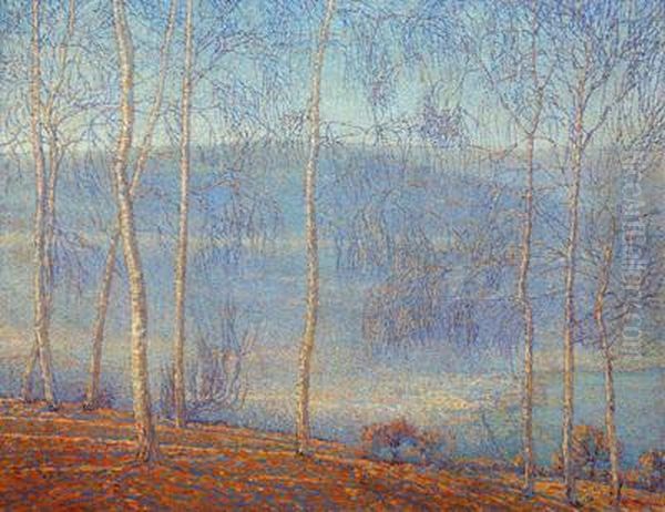 Paessaggio Blu, Signiert A. Bonomi Oil Painting by Alberto Bonomi