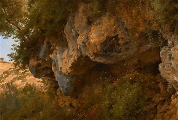 Vue Presumee De La Grotte De Vicovaro A Tivoli Oil Painting by Jean Charles Joseph Remond