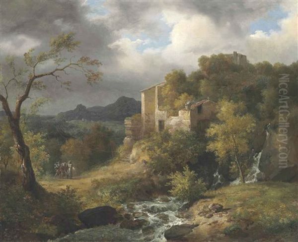 Landscape With Ruins Oil Painting by Jean Charles Joseph Remond