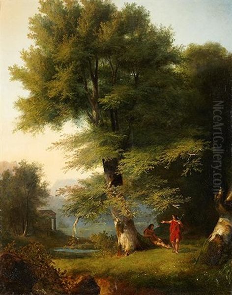 Paysage Arcadien Avec Deux Bergers Oil Painting by Jean Charles Joseph Remond