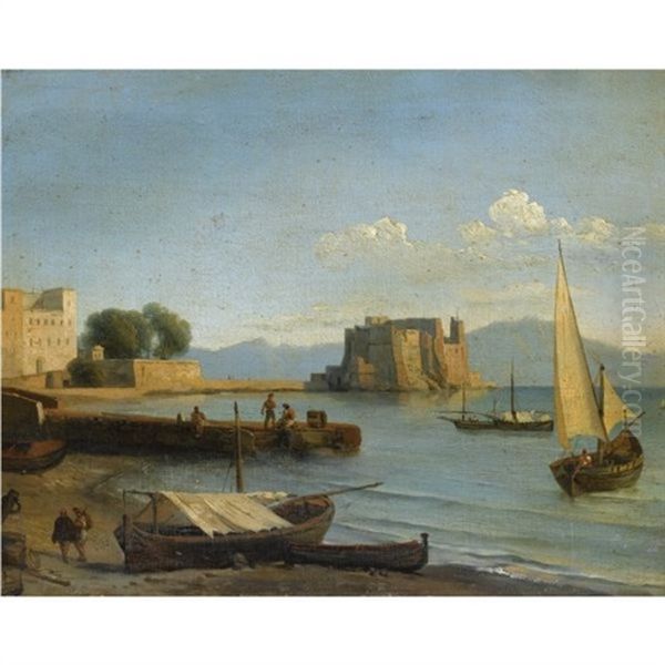 Castell Dell'ovo, Naples Oil Painting by Jean Charles Joseph Remond