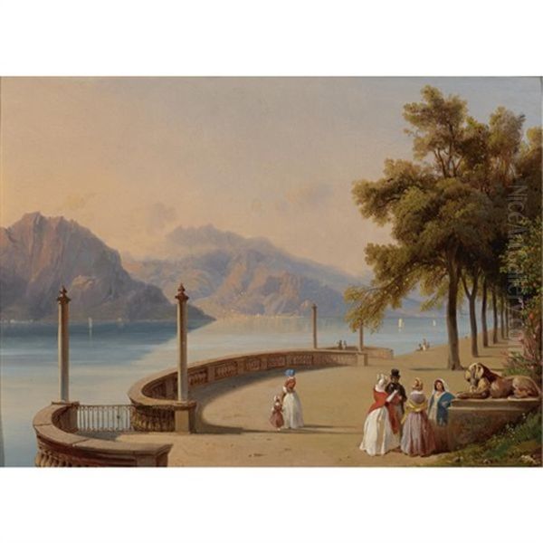 The Terrace Of The Villa Melzi, Overlooking Lake Como by Jean Charles Joseph Remond