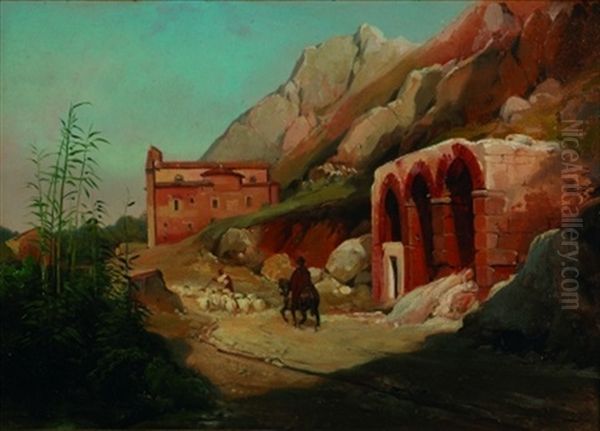 Paysage De Sicile Oil Painting by Jean Charles Joseph Remond