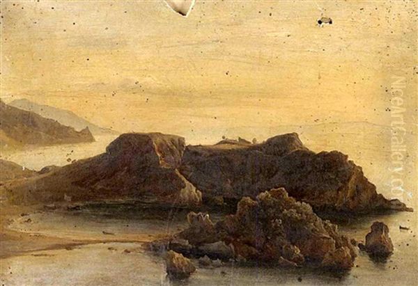 Le Cap Sant'andrea Pres De Taormine, Sicile Oil Painting by Jean Charles Joseph Remond