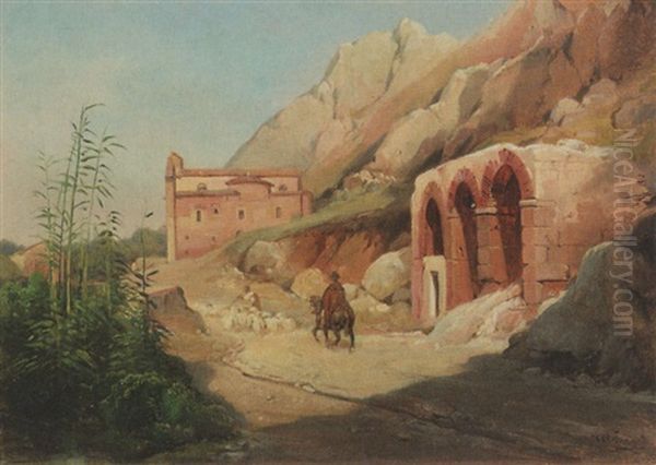 Ruines Romaines Pres De Palerme Oil Painting by Jean Charles Joseph Remond