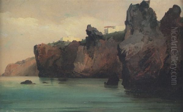 Stromboli, Rivage Au Falaises Oil Painting by Jean Charles Joseph Remond