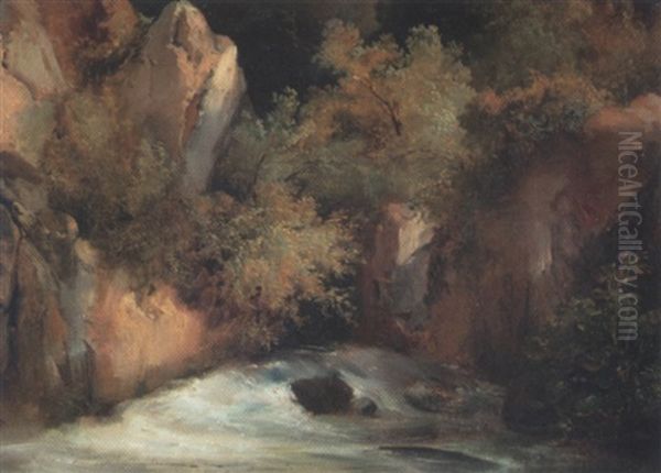 Torrent Avec Des Rochers, Les Gorges De La Cere, Cantal Oil Painting by Jean Charles Joseph Remond