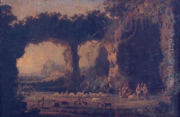 Pastores, Cabras, Ovejas Y Ruinas Oil Painting by Jean Charles Joseph Remond