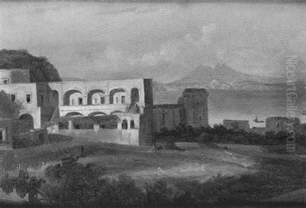 Vue Vers Le Vesuve Depuis L'ile D'ischia Oil Painting by Jean Charles Joseph Remond