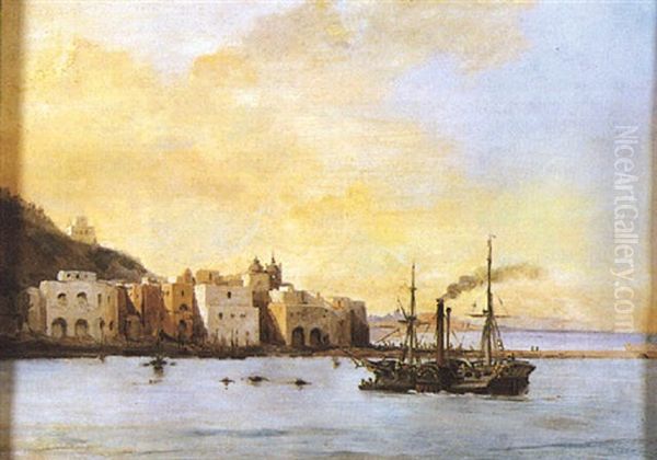 Vue D'ischia Oil Painting by Jean Charles Joseph Remond