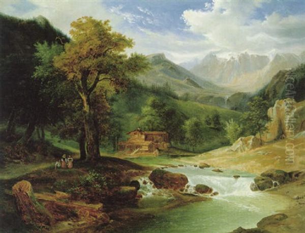 Blick Auf Die Grise Scheidegg Im Berner Oberland Oil Painting by Jean Charles Joseph Remond