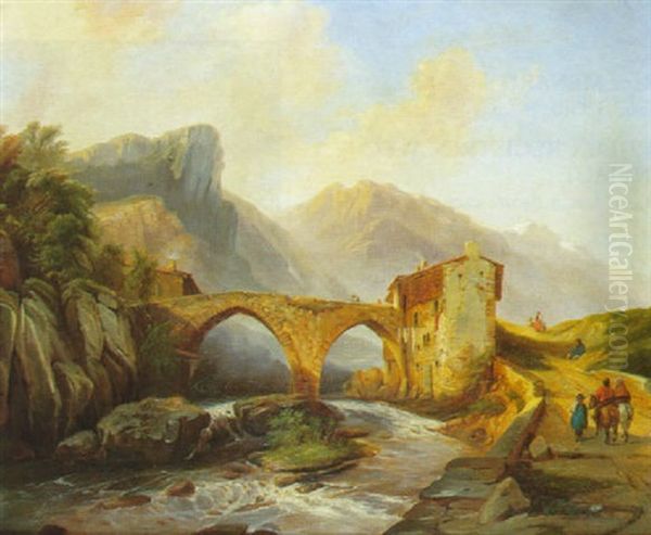 Site Montagneux Dans Le Nord De L'italie Oil Painting by Jean Charles Joseph Remond