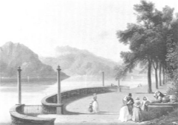 Terrasse De La Villa Merzi Sur Le Lac De Come Oil Painting by Jean Charles Joseph Remond