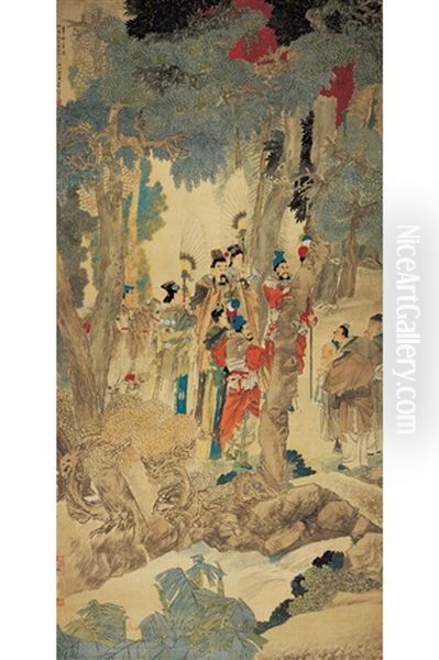 Huafeng People's Wishes To Emperor Yao Oil Painting by  Ren Bonian