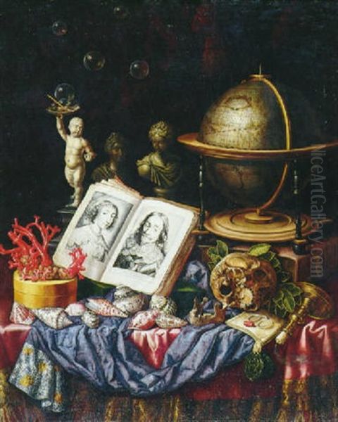 Allegory Of Charles I Of England And Henrietta Of France In A Vanitas Oil Painting by Simon Renard De Saint-Andre