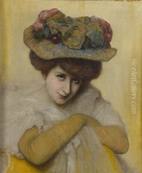 Elegante Au Chapeau Oil Painting by Emile Renard