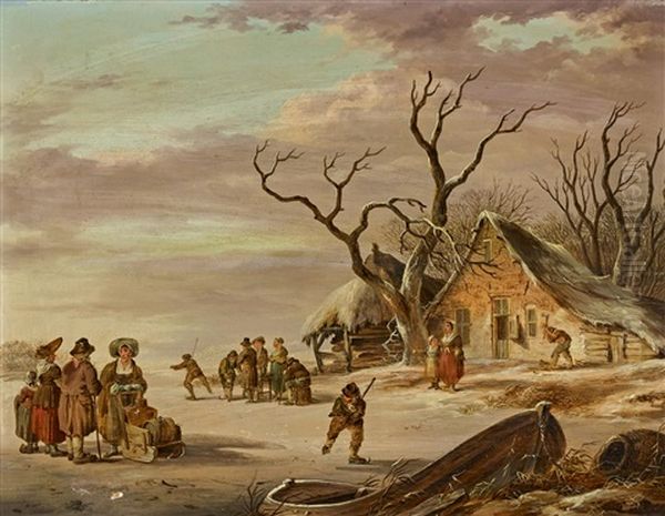 Wintertag Auf Dem Eise Oil Painting by Fredericus Theodorus Renard