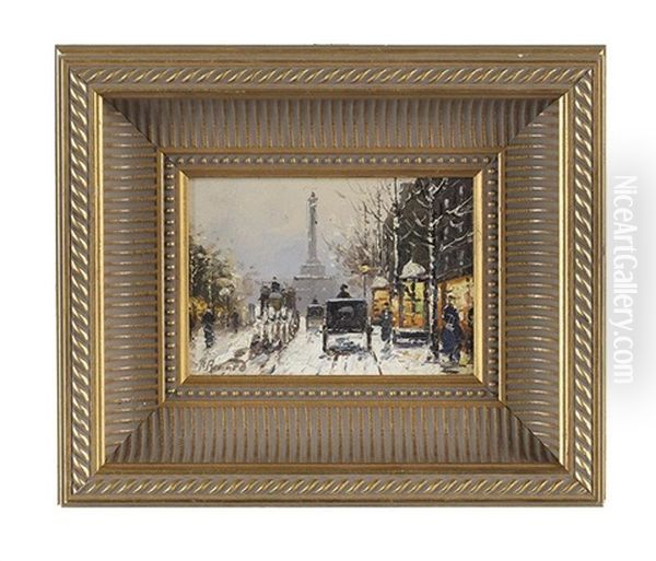 Champs-elysees And Paris In The Snow (pair) by Paul Renard