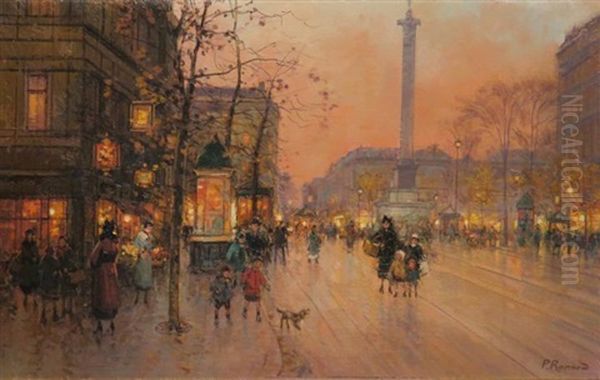 Place Vendome Oil Painting by Paul Renard