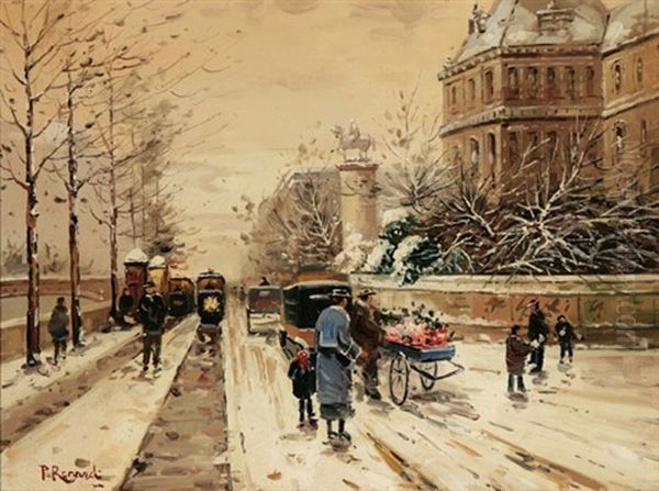 Un Quai De La Seine En Hiver Oil Painting by Paul Renard