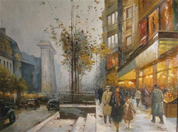 City Street Oil Painting by Paul Renard