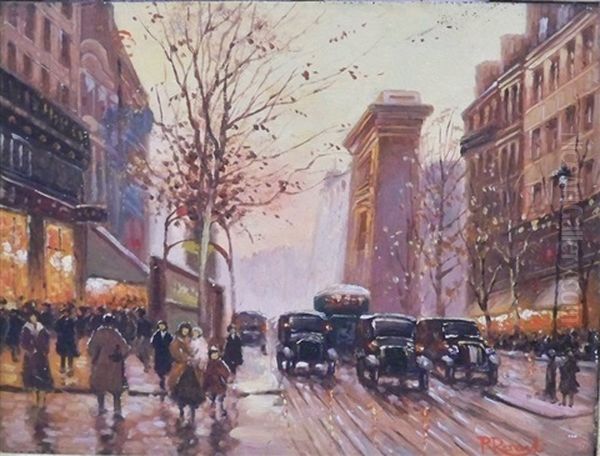 Paris At Dusk Oil Painting by Paul Renard