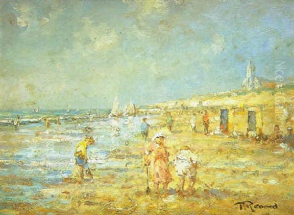 Ninos Jugando En La Playa Oil Painting by Pierre Renard