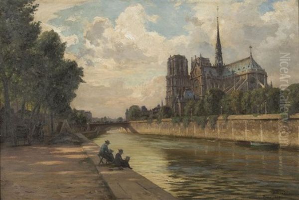 Notre Dame De Paris Oil Painting by Alfred Renaudin