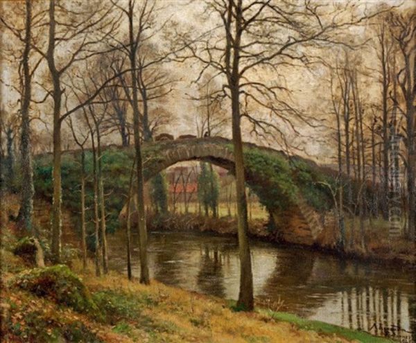 Vue De Fontannes (haute-loire) Oil Painting by Alfred Renaudin