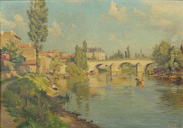 Pont D'essey Oil Painting by Alfred Renaudin