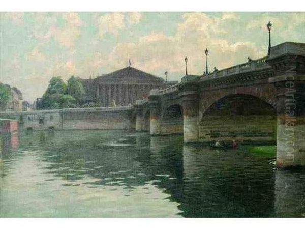 La Chambre Des Deputes Vue De La Seine Oil Painting by Alfred Renaudin