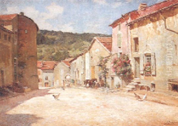 La Place A Blenod-les-toul Oil Painting by Alfred Renaudin