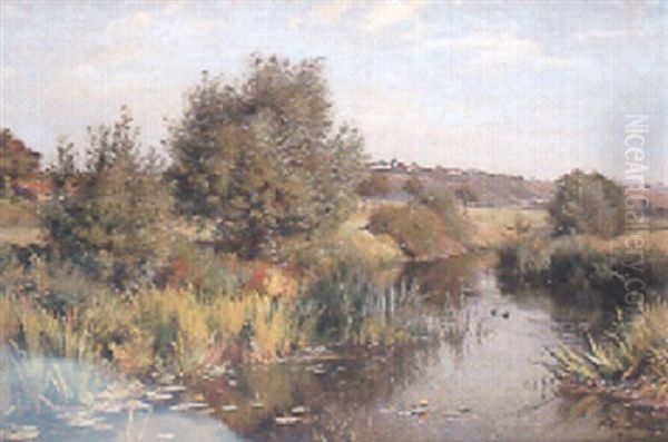 Les Bords De La Sarre A Bouzonville Oil Painting by Alfred Renaudin