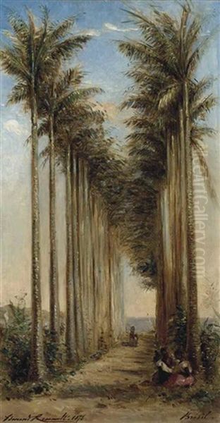 Allee De Palmiers Au Bresil Oil Painting by Charles Edmond Renault