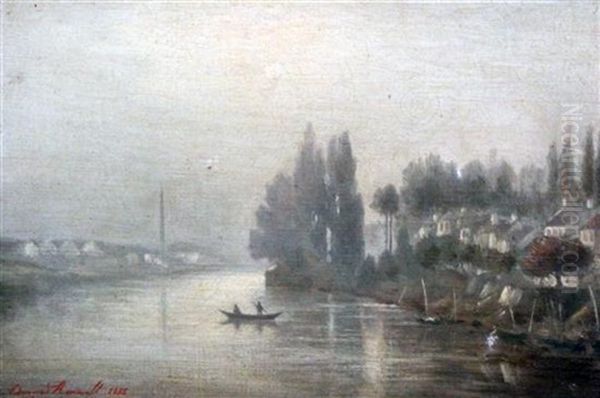 River Landscape Oil Painting by Charles Edmond Renault