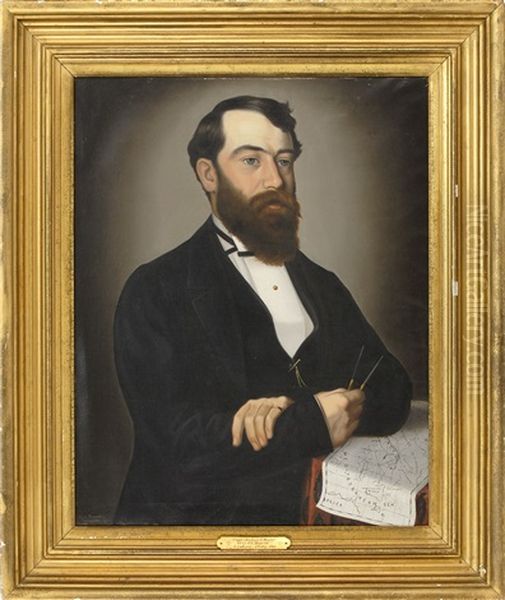 Portrait Of Captain Joshua N. Taylor Oil Painting by Luigi P. Renault