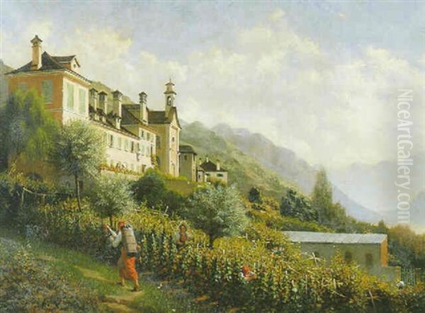 Landschaft (tirol ?) Mit Weinberg Oil Painting by Victor Jacques Renault