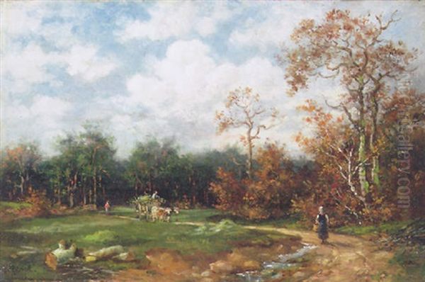 Waldlandschaft Mit Fuhrwerk Oil Painting by Ernst Emil Renck