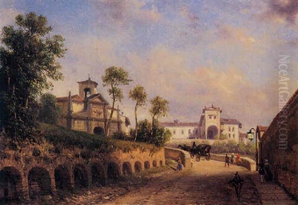 Antico Monastero Di Sant'agostino, Bergamo Oil Painting by Giovanni Renica