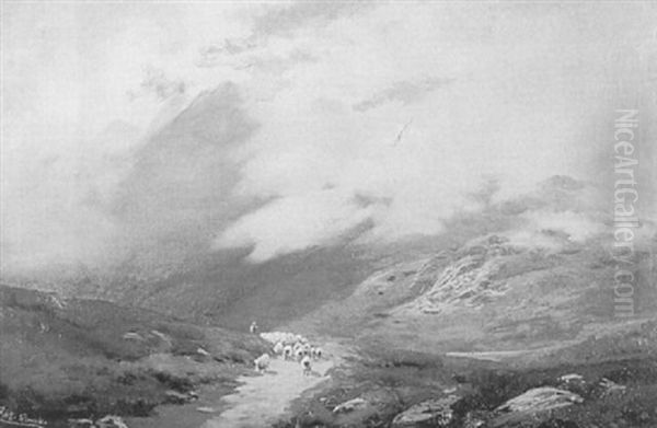 Flock On Highland Path by George Melvin Rennie