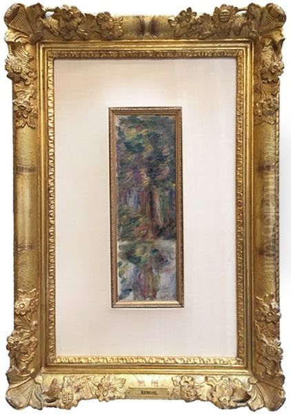 Blumenstrauss In Einer Metallvase Mit Blattdekor Oil Painting by Pierre-Auguste Renoir