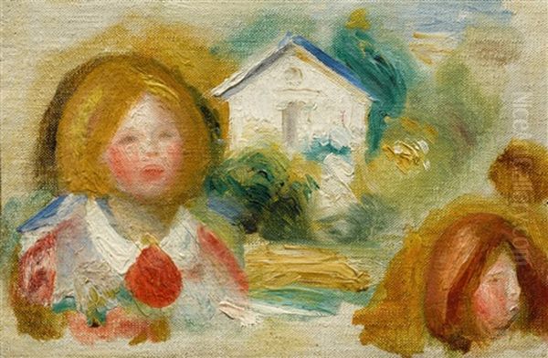 Blumenstrauss In Einer Metallvase Mit Blattdekor Oil Painting by Pierre-Auguste Renoir