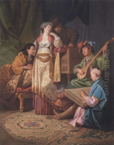 Musical Concert, With Figures In Oriental Dress Oil Painting by Antoine Renou